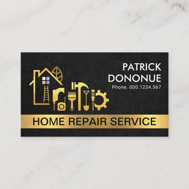 Carte De Visite Creative Gold Building Black Grunge Texture (Devant)
