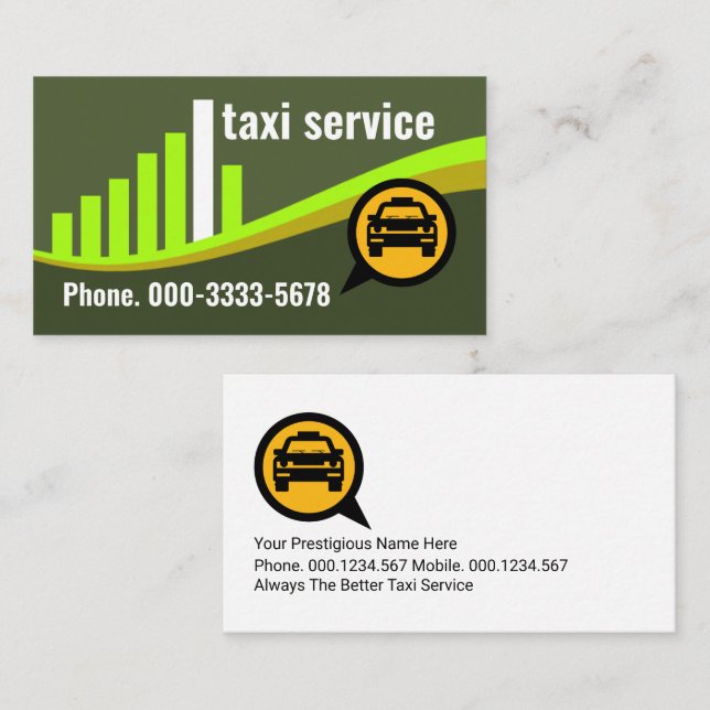 Carte De Visite Creative Green City Hill Silhouette Taxi (Devant / Derrière)