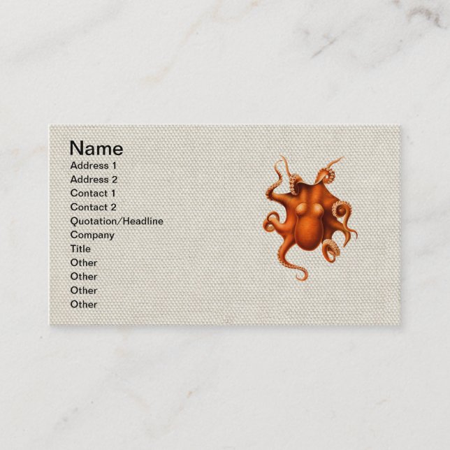 Carte De Visite Créature du monstre de la mer d'Octopus Cephalapod (Devant)