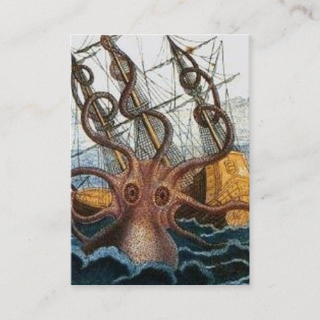 Carte De Visite Créature victorienne de mer de poulpe de Steampunk (Devant)