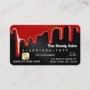 Carte De Visite Crédit Black Metallic Rouge Épais Déchets