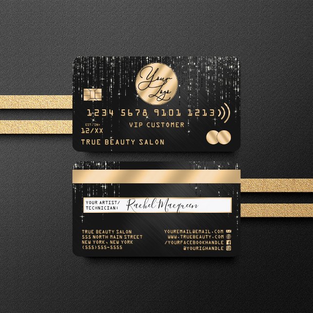 Carte De Visite Crédit de logo Gold Black Parties scintillant Driv (Créateur téléchargé)