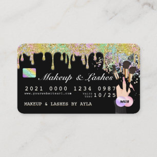 Carte De Visite Crédit MUA Holographique Beauticienne Parties sci