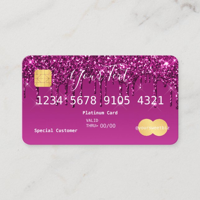 Carte De Visite Crédit pour Parties scintillant rose pourpre (Devant)