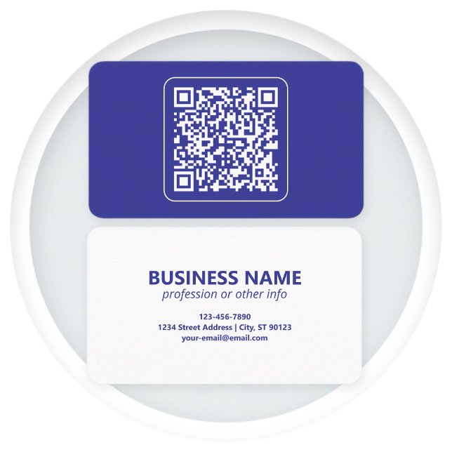 Carte De Visite Créer un code QR analysable | Bleu foncé modifiabl (Créateur téléchargé)