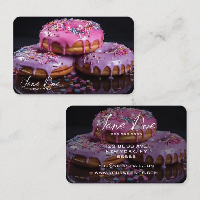 Carte De Visite Créez vos propres beignets roses et violets (Devant / Derrière)