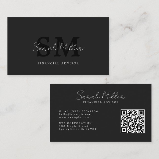Carte De Visite Créez votre propre code QR noir (Devant / Derrière)