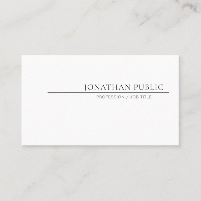 Carte De Visite Créez votre propre design simple et élégant blanc (Devant)