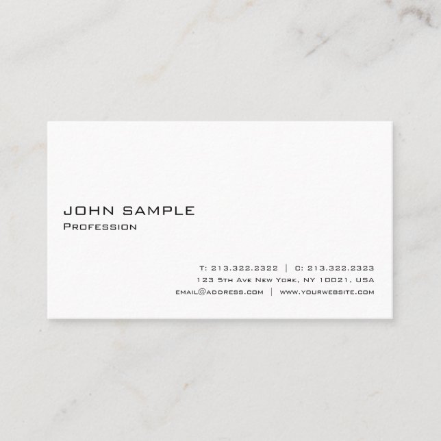 Carte De Visite Créez votre propre Minimalistic blanc élégant (Devant)