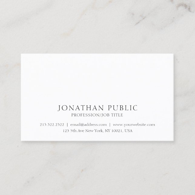 Carte De Visite Créez votre propre professionnel classique propre  (Devant)