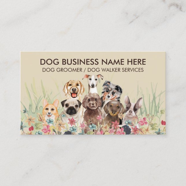 Carte De Visite Crème Beige Animaux de compagnie Sitter Walker chi (Devant)