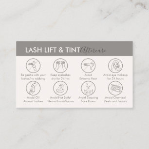 Carte De Visite Crème Beige Tan Aftercare pour Lash Lift et Tint