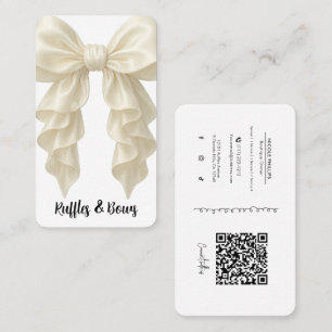 Carte De Visite Crème Cascade Ruffle Bow Élégant Posh Boutique QR