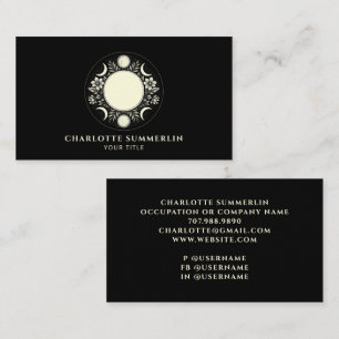 Carte De Visite Crème céleste mystique Lune Soleil Noir