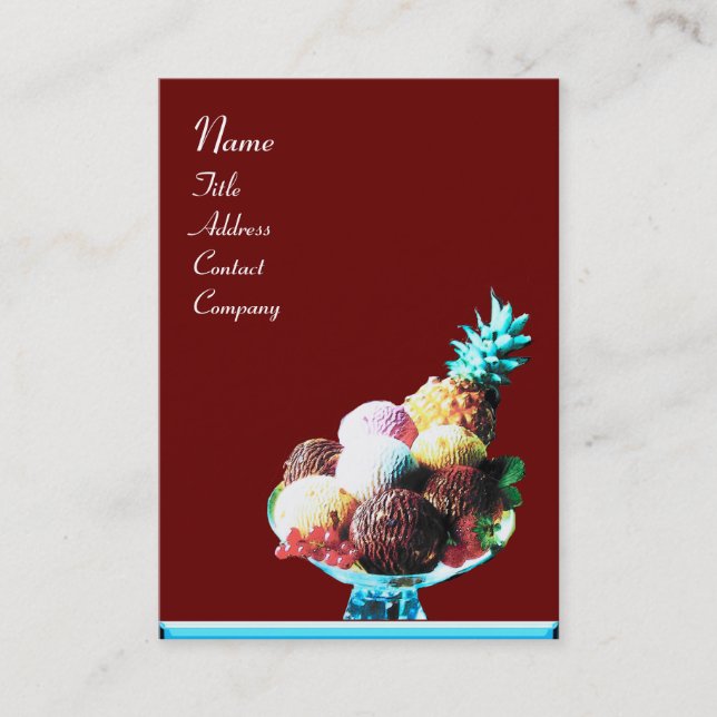 Carte De Visite CRÈME DE GLACE - MAGASIN DE DÉSERT, bleu rouge noi (Devant)