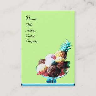 Carte De Visite CRÈME DE GLACE - MAGASIN DE DÉSERT, bleu rouge ver