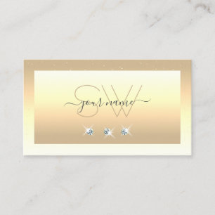 Carte De Visite Crème De Luxe Ombre Beige Sparkle Diamonds Initial