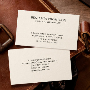 Carte De Visite Crème de typographie minimaliste professionnelle é