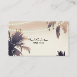 Carte De Visite Crème Dream Palm Trees & Lights Beachy Glam