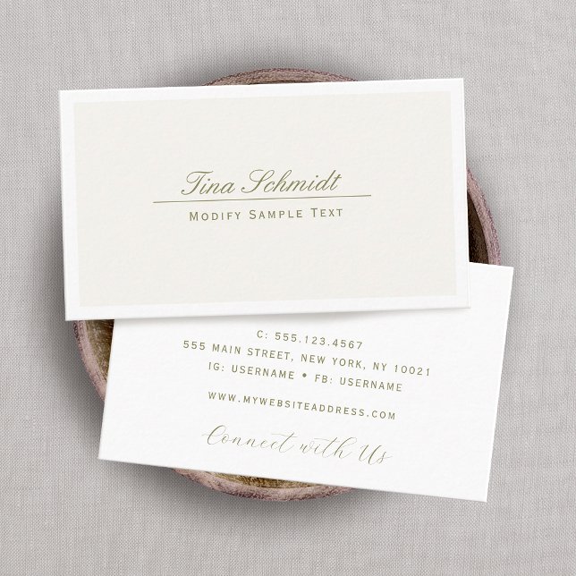 Carte De Visite Crème élégante, blanc ivoire (Créateur téléchargé)