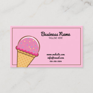 Carte De Visite Crème glacée et confiserie rose moderne