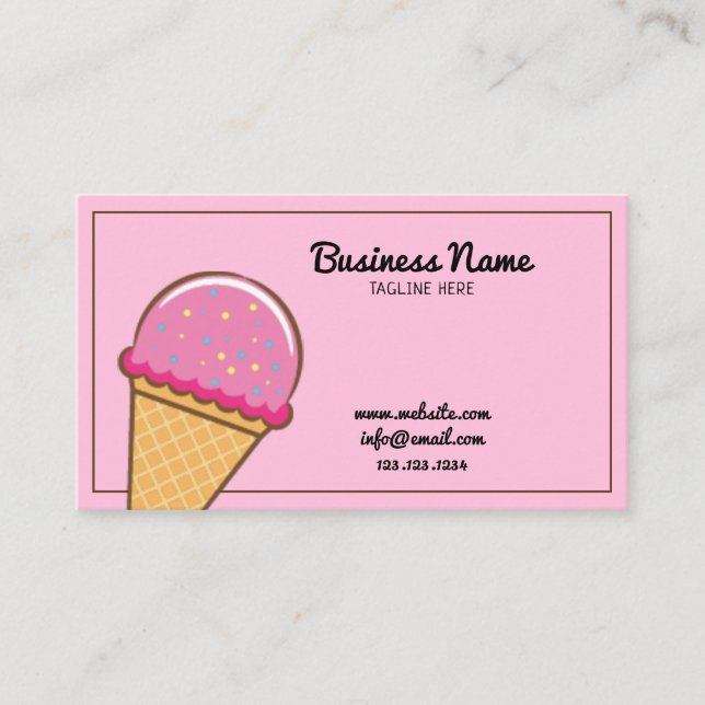 Carte De Visite Crème glacée et confiserie rose moderne (Devant)