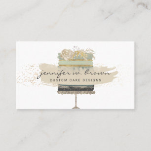 Carte De Visite Crème parties scintillant Floral Cake Bakery Desse