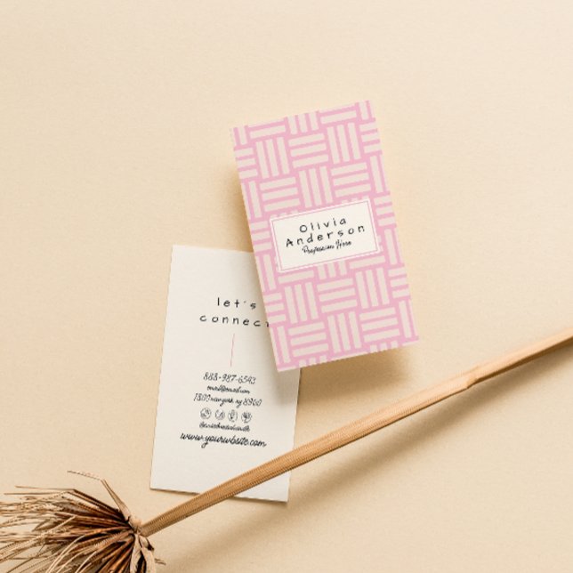 Carte De Visite Crème rose moderne Abstraite Fille tendance (Créateur téléchargé)