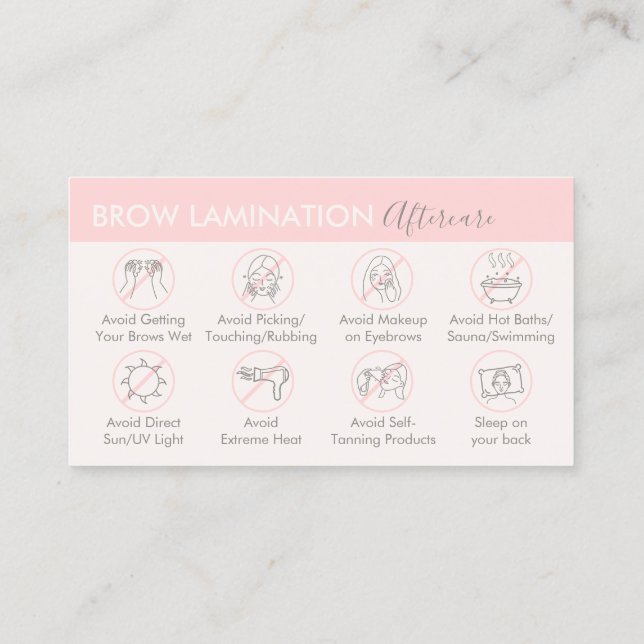 Carte De Visite Crème rose Oeil Laminage Laminage post-soins Conse (Dos)