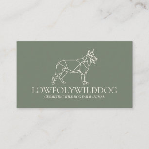 Carte De Visite Crème verte animal Lowpoly chien sauvage