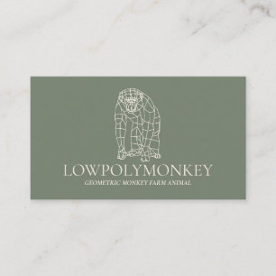 Carte De Visite Crème verte Animal Moins Lowpoly Singe