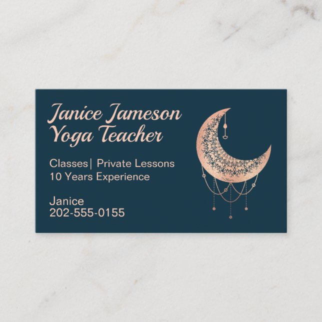 Carte De Visite Crescent Moon Rose or céleste (Devant)
