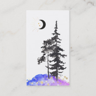 Carte De Visite *~* Crescent Moon Trees Gold Stars Parties scintil