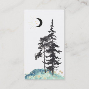 Carte De Visite *~* Crescent Moon Trees Pine Gold Stars Parties sc