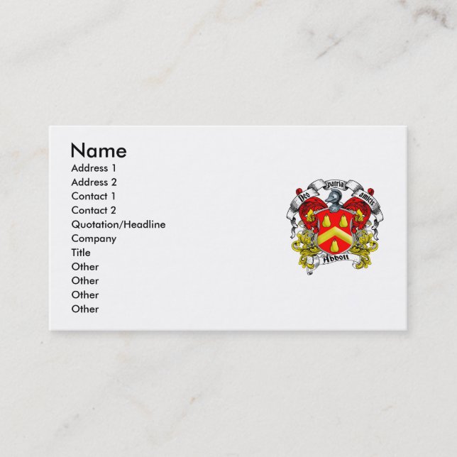 Carte De Visite Crête de famille d'Abbott (Devant)
