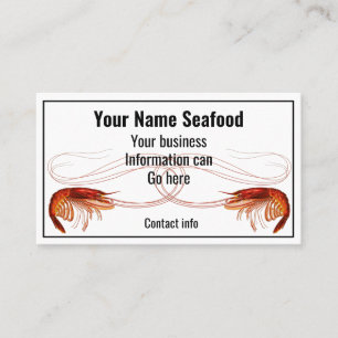 Carte De Visite Crevettes rouges fantaisie sur blanc  