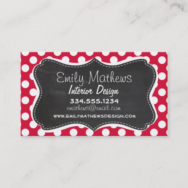 Carte De Visite Crimson Pois; Chalkboard look (Devant)