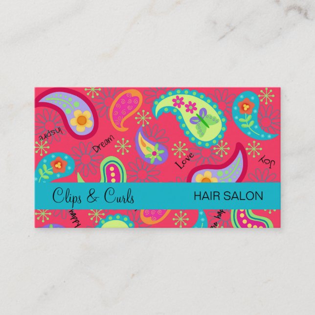 Carte De Visite Crimson rouge Turquoise bleu moderne Motif Paisley (Devant)