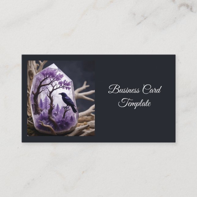 Carte De Visite Cristal Améthyste - Crows Blackbird Ravens (Devant)