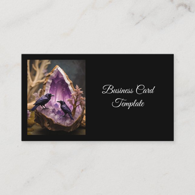 Carte De Visite Cristal Améthyste - Crows Blackbird Ravens (Devant)