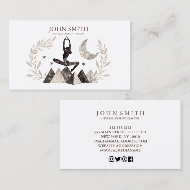 Carte De Visite Cristal Energy Healer Chakra méditation spirituell (Devant / Derrière)
