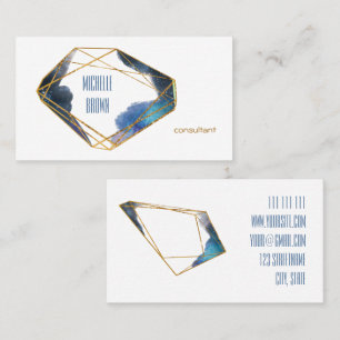 Carte De Visite Cristal or bleu abstrait consultant élégant