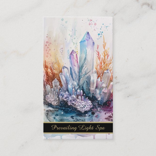 Carte De Visite *~* Cristaux Artsy Drip AP90 Gold QR Rainbow (Devant)