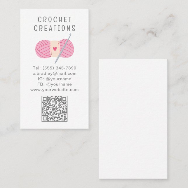 Carte De Visite Crochet de code QR simple et moderne (Devant / Derrière)