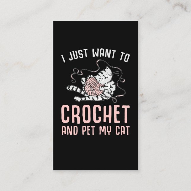 Carte De Visite Crochet et Cat Crafting Kitten et Yarn Lover (Devant)
