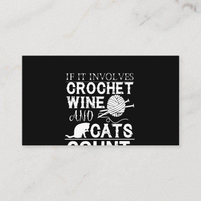 Carte De Visite Crochet Lover|Crochet Wine & Cat Count (Devant)