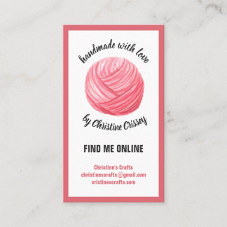 Carte De Visite Crochet rose / Artisanat artisanal en fils de knit