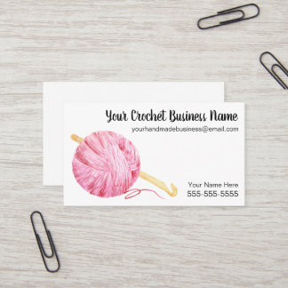 Carte De Visite Crochet rose de fil d'aquarelle