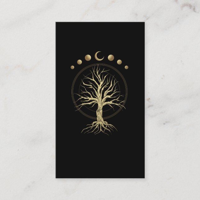 Carte De Visite Croissant d'astronomie de l'arbre de lune spiritue (Devant)
