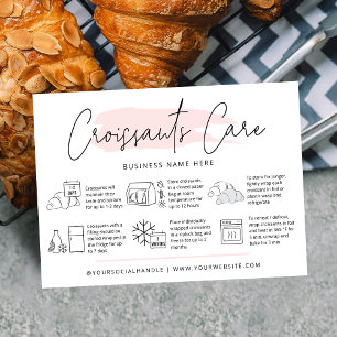 Carte De Visite Croissants Guide de soins Aquarelle rose Pâtissier